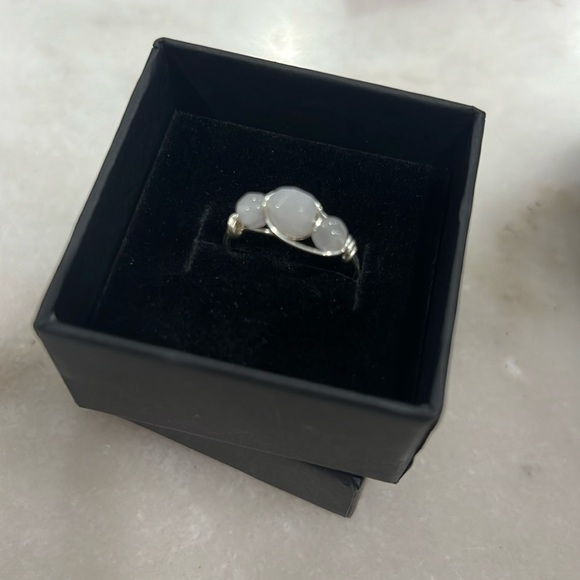 3 Stone Rose Quartz Hand Wrapped Copper Wire Ring - Picture 5 of 8